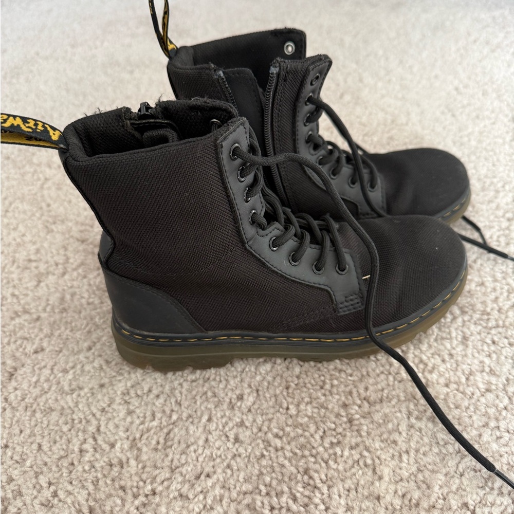 Dr. Martens Doc Combs J Air Wair Combat Boots, Kid Youth 3 Canvas Zip Black